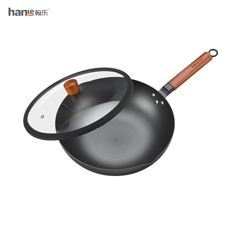 翰乐 HL-C8珠粒珍品家用老铁锅锻打铁锅耐磨耐高温无涂层铁锅32cm