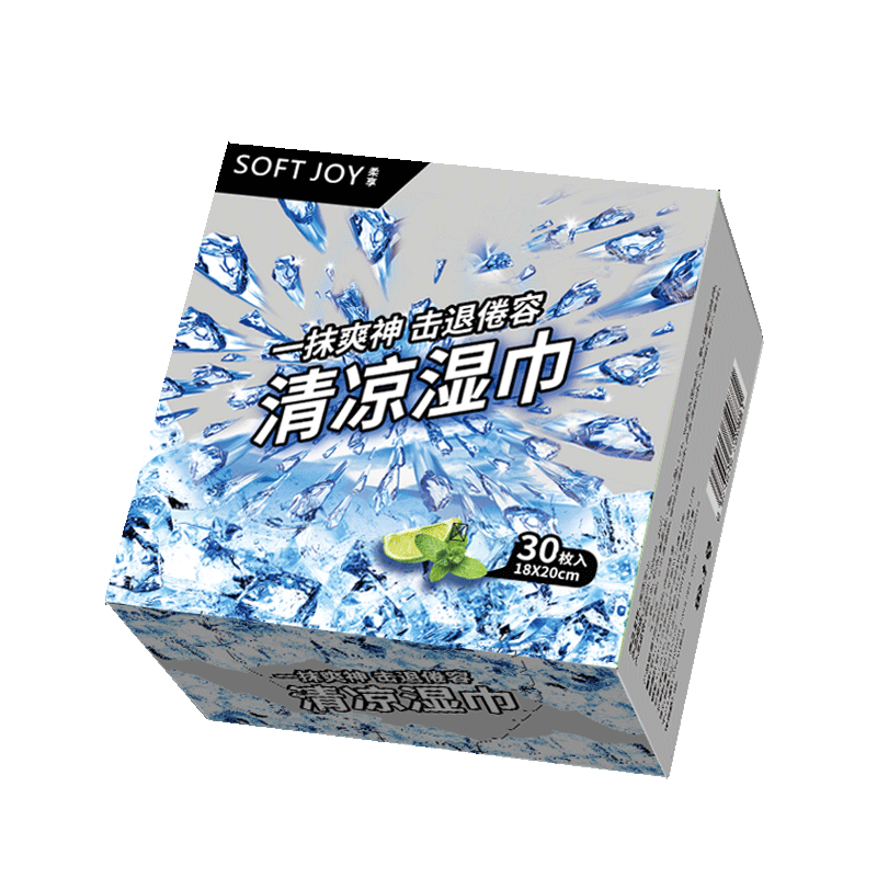 柔享(soft joy)清凉湿巾0501夏季降温擦汗防困醒脑18*20cm 30片高清大图