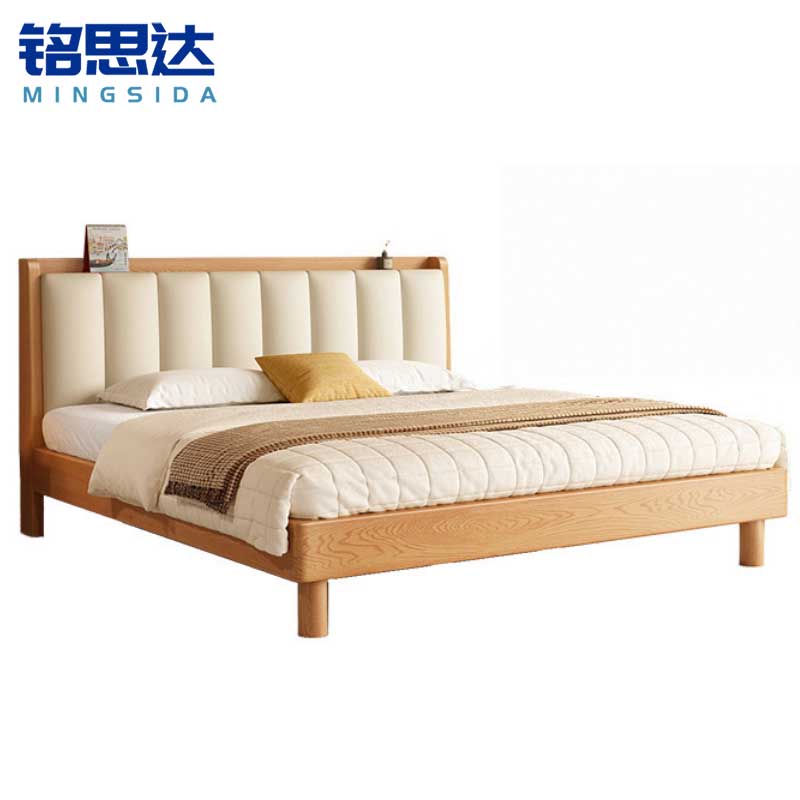 牧存实木软包床1.2米张