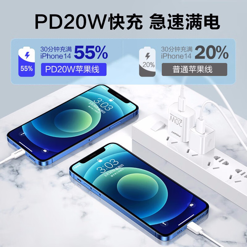 品胜苹果数据线PD20W快充iphone14充电线USB-C车载适用苹果14/13/12手机iPad平板闪充线2米高清大图