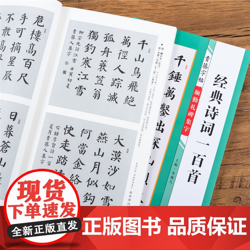 颜勤礼碑集字诗词一百首 青藤字帖颜真卿楷书集字古诗词 简体旁注颜体毛笔书法字帖书法知识青藤人编 河南美术出版社高清大图