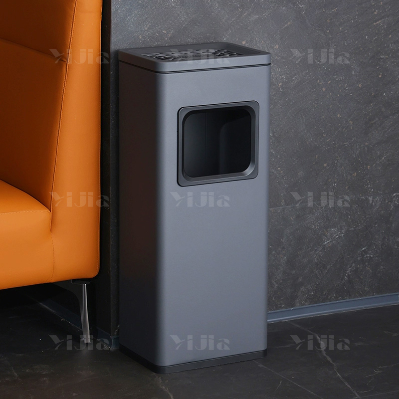 翌嘉YJ4123006 不锈钢酒店垃圾桶大堂宾馆方口立式垃圾桶 灰色 16L 310*235*745高清大图