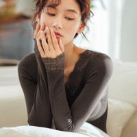 俞兆林秋冬季性感蕾丝大花边保暖内衣女无缝美体修身秋衣秋裤套装女