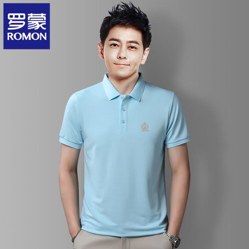 罗蒙夏季翻领短袖t恤男带领中青年商务休闲刺绣简约百搭POLO衫图片