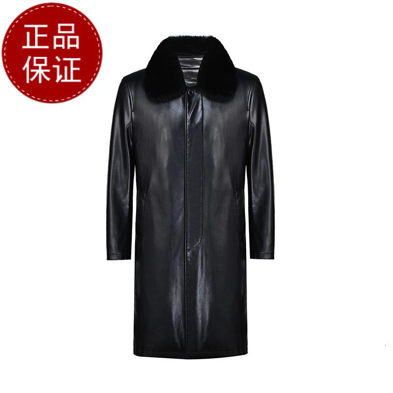 掉皮包换 海宁皮衣男中年爸爸装父亲真皮绵羊皮派克服冬季中长款貂皮外套早买早便宜高清大图