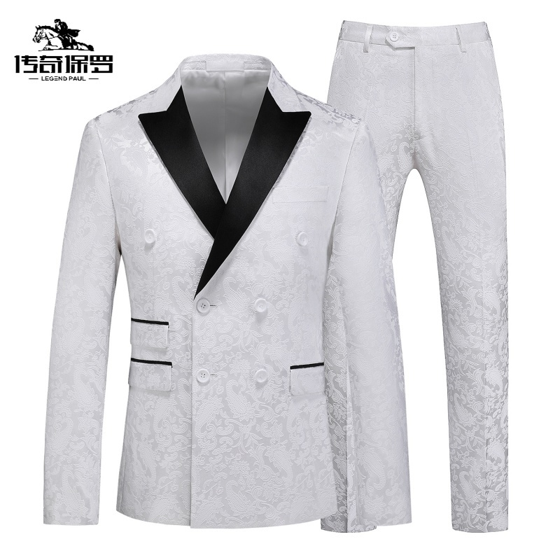 传奇保罗(CHUANQIBAOLUO)休闲西装男套装高品质婚礼西服新郎伴郎两件套男士青年商务正装