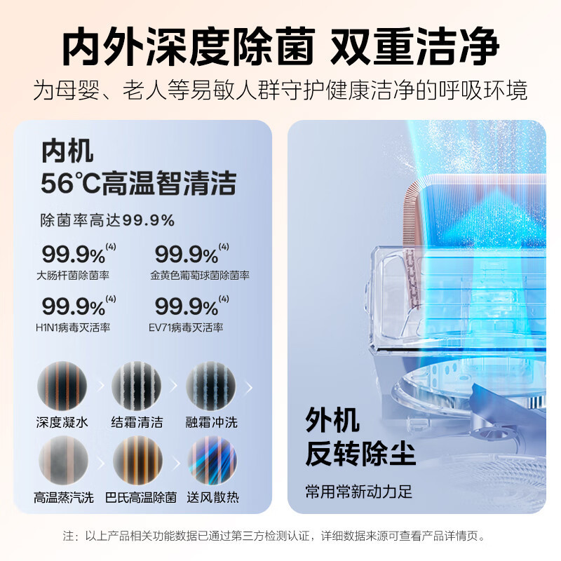 美的空调3匹智行二代 新一级能效柜机变频冷暖大风口家用客厅立式圆柜 KFR-72LW/N8YH2-1