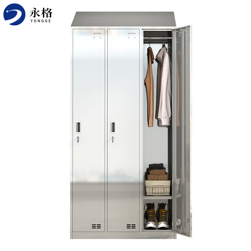 永格更衣柜斜顶无尘净化车间员工换衣柜多门碗柜斜坡上顶 三门更衣柜