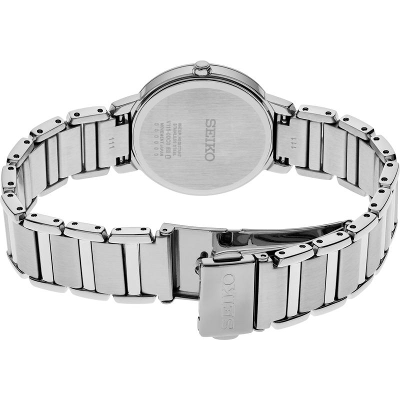 SEIKO/精工 经典水晶系列石英表中性款时尚商务防水不锈钢折叠扣手表高清大图