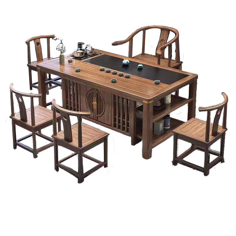 晋舰 茶台茶具套装一体禅意茶几茶桌椅组合泡茶台1.6似锦桌+围椅+4月牙