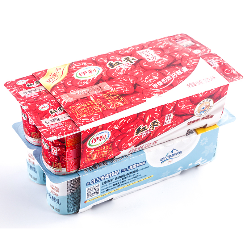 伊利酸牛奶原味红枣八连杯16100g排风味儿童早餐发酵乳红枣味2板16杯