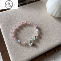 JiMi星辰原创设计少女心铃兰粉水晶手链s925银银银水晶手链礼物 粉水晶铃兰