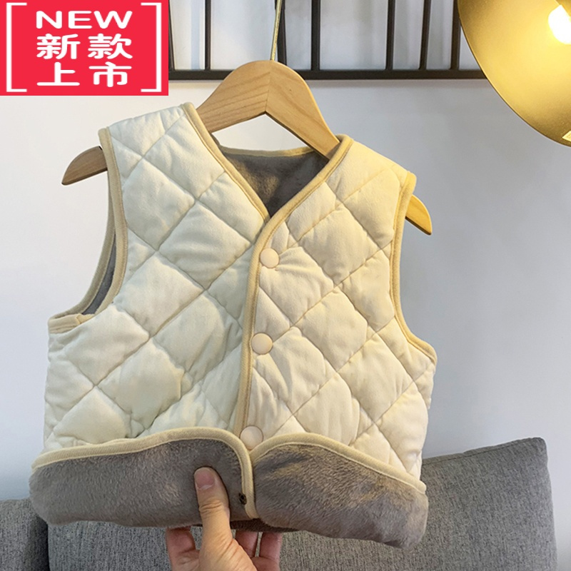 可莉允冬季加绒加厚儿童无袖棉服保暖女童校服器奇小学生小棉衣马甲