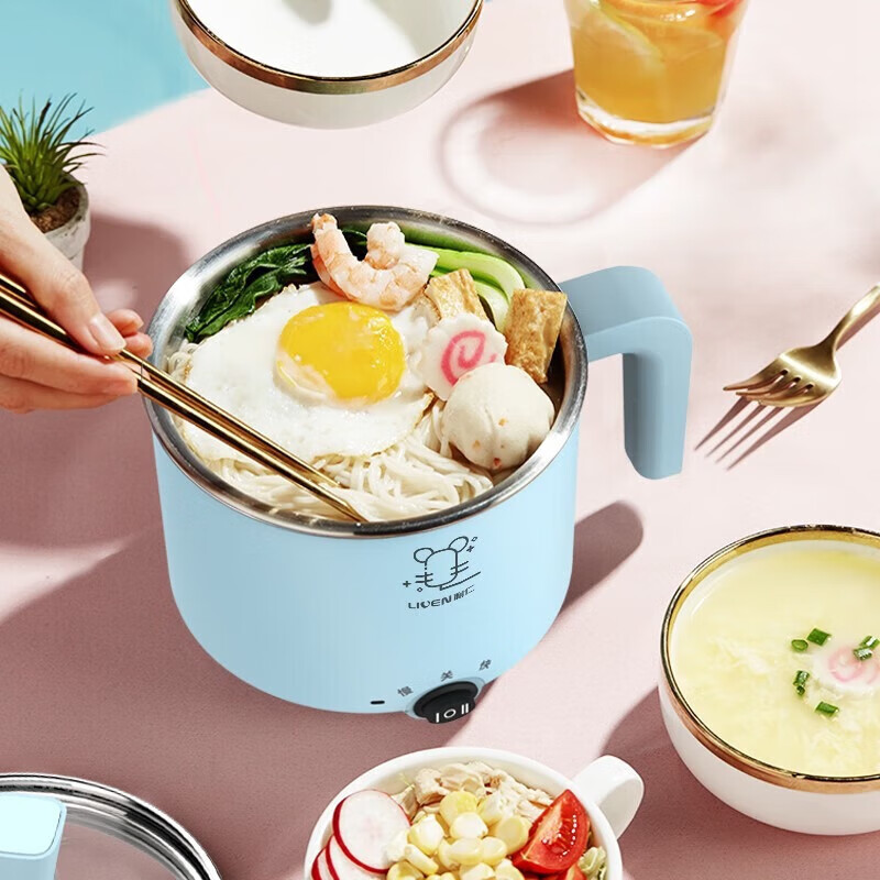 利仁多用途锅 1.3L多功能电煮锅小火锅学生宿舍1-2人泡面锅 LPHG-5珊瑚绿高清大图