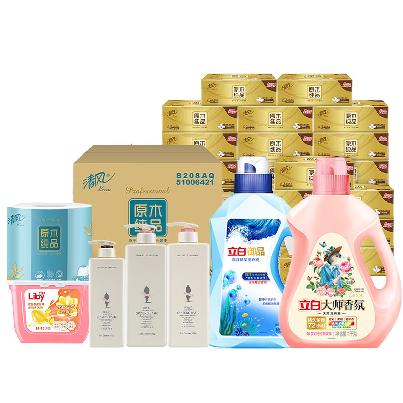 立白 洗护套装纸巾组合 3572g+24卷+18包 组套商品