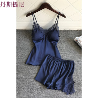 性感睡衣套装女聚拢小胸夏季火辣成人冰丝绸带胸垫带睡裤两件套
