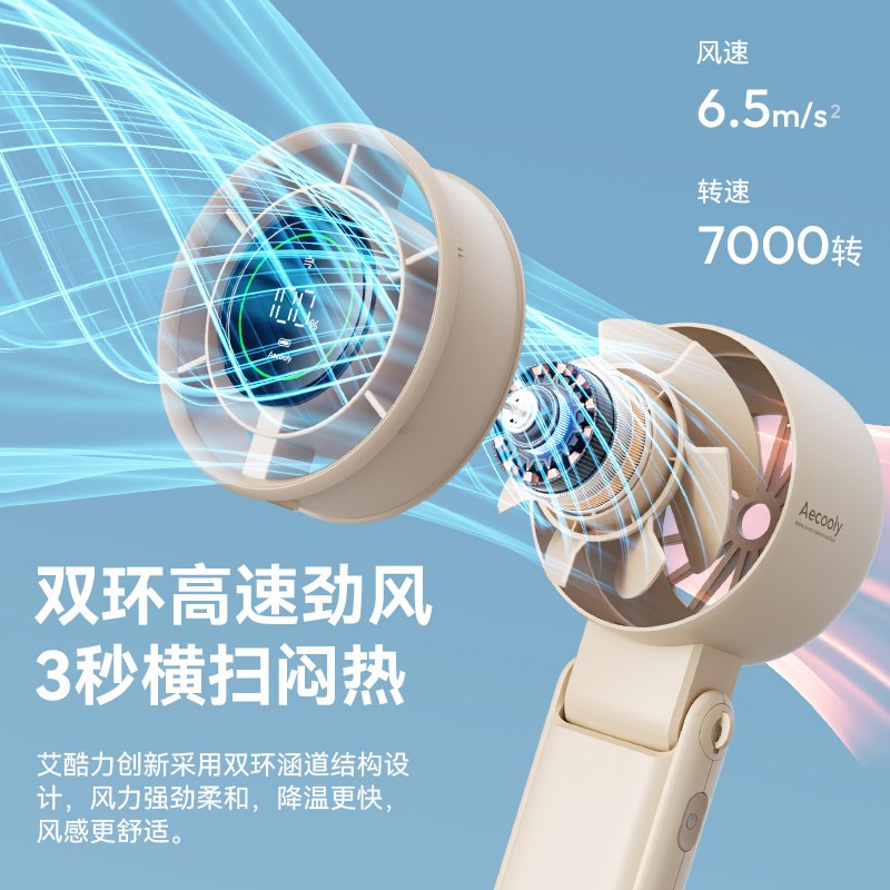 Aecooly艾酷力 PB02-A 三合一折叠无叶风扇 樱花粉 1个装高清大图