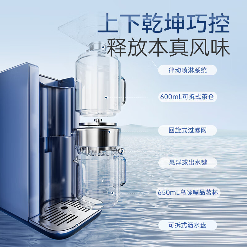 摩飞电器电热水瓶电热水壶 家用办公室桌面即热式茶饮机养生壶泡茶机煮茶器 台式直饮水机茶吧机MR6097蓝高清大图