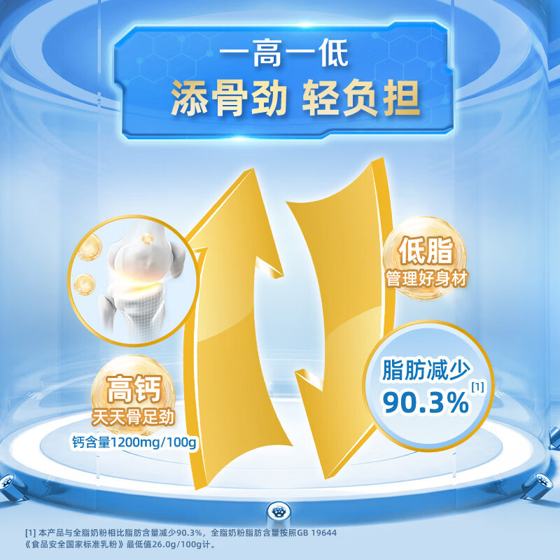 蒙牛中老年高钙低脂成人奶粉800g罐装 无添加蔗糖 高膳食纤维