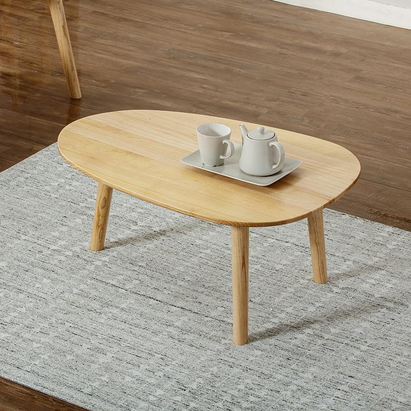北欧纯实木现代时尚简约轻奢圆形椭圆形创意原木色白蜡木组合茶几定制