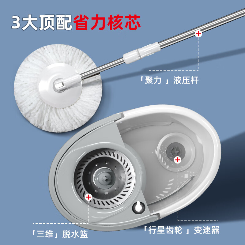 好媳妇旋风旋转拖把桶加大加厚免手洗拖布手压式自甩水懒人神器地拖高清大图