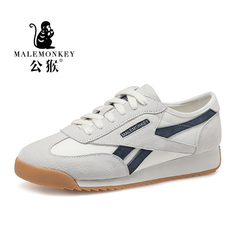 公猴运动休闲鞋女2021新款春季ins潮百搭真皮韩版平底复古阿甘鞋视频