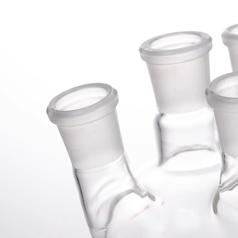 高翊柏 33010062 四口烧瓶 50ml(24-24-24-14)高硼硅斜四口烧瓶圆底球形蒸馏瓶反应器