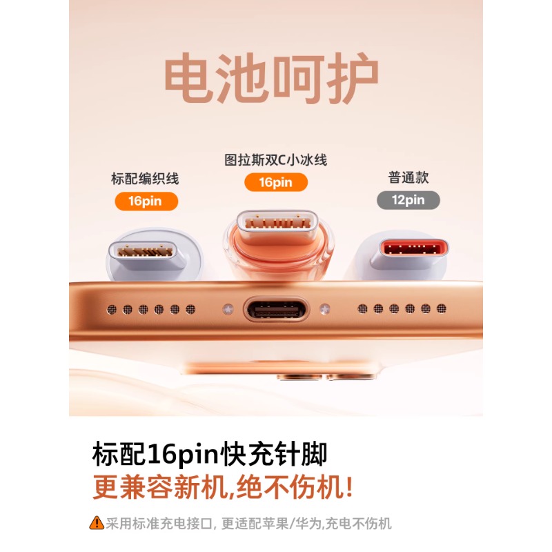 图拉斯-小冰线系列数据线(20V/3A)(USB-C to USB-C)-V4.0银白色(2米)高清大图