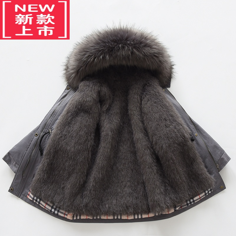 可莉允儿童派克服皮草外套冬棉衣男女童内胆仿狐狸毛宝宝加厚棉服可拆卸