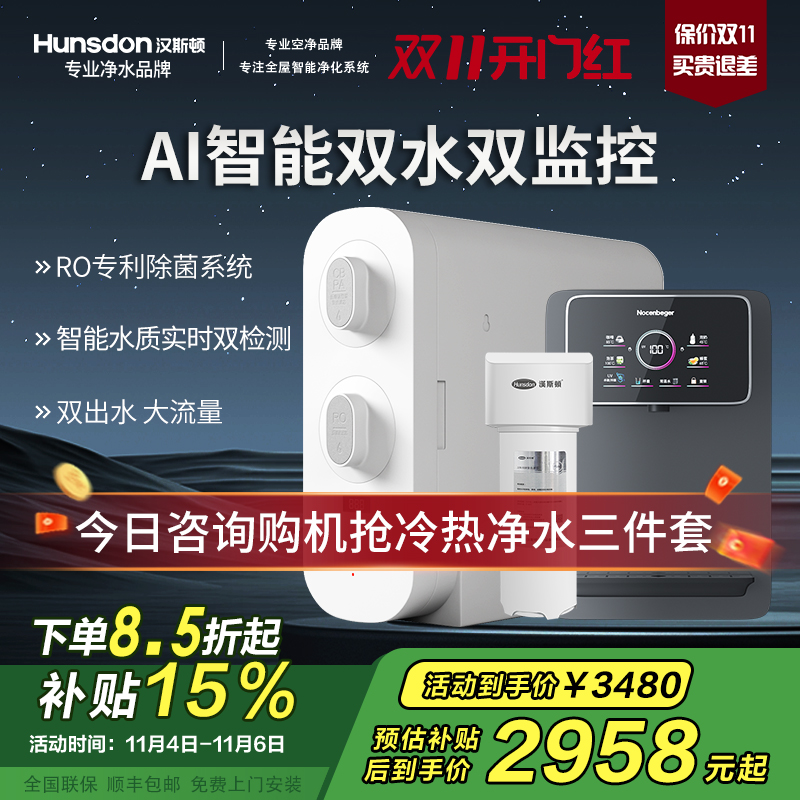 汉斯顿/Hunsdon净水器家用厨下式净水机家用直饮净水器C2净水器家用无桶双水大流量过滤器净水器
