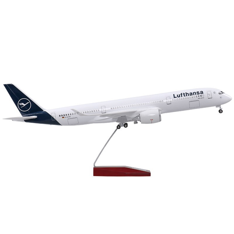 室内电视柜装饰摆件空客a350德国汉莎新款涂装仿真飞机模型带灯带轮子