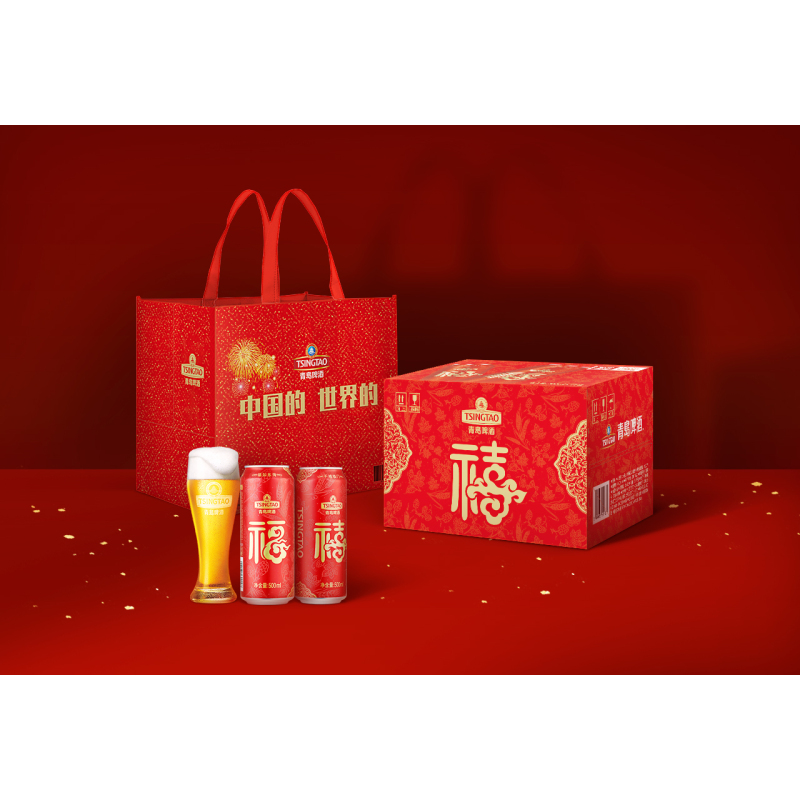 青岛啤酒(TSINGTAO)10度福禧罐500ml*12罐整箱装