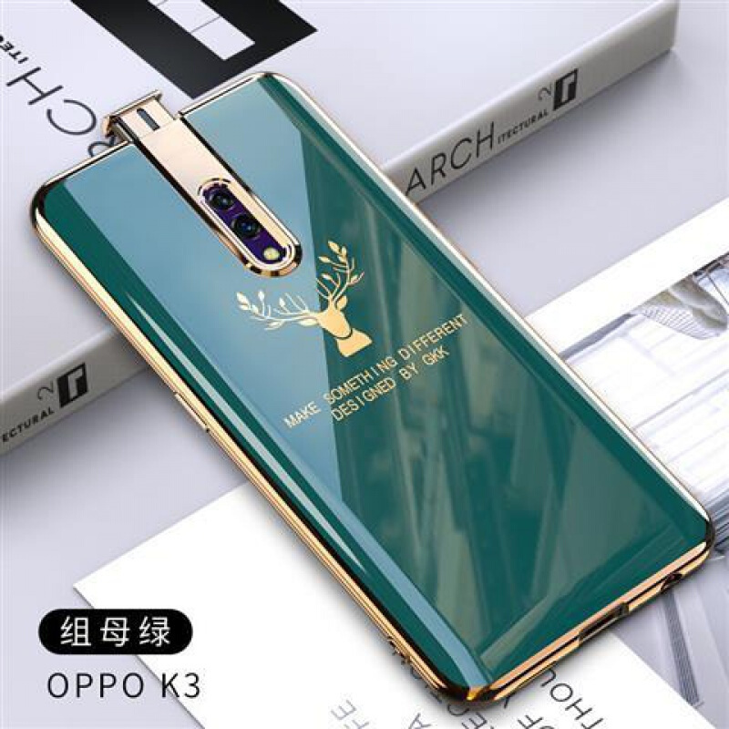 奥迪猫OPPOk3手机壳防摔电镀tou保护套麋鹿头全包镜头简约软套时尚潮流t