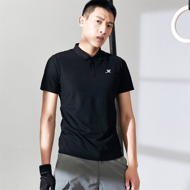 特步运动polo衫短袖t恤男夏季新款情侣款翻领透气舒适半袖时尚运动