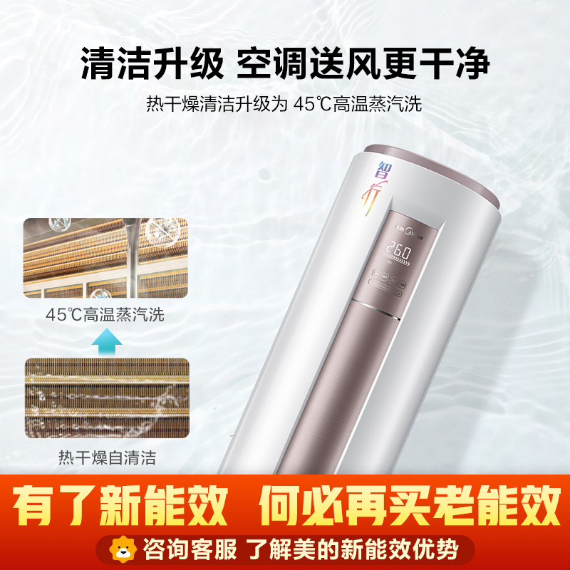美的(Midea)大3匹变频新品客厅空调圆柱式立柜家用 KFR- 72LW/BP2DN8Y-YA400(B3)A
