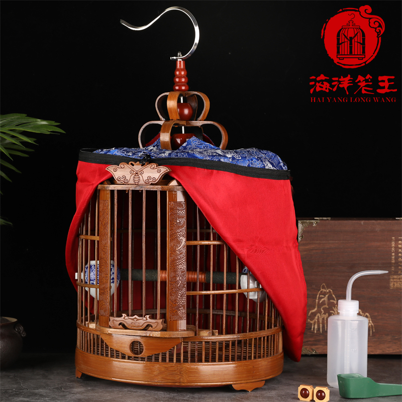 生头画眉鸟笼竹精品全套配件贵州手工刻老竹八哥鸟笼子竹制大号高清大图