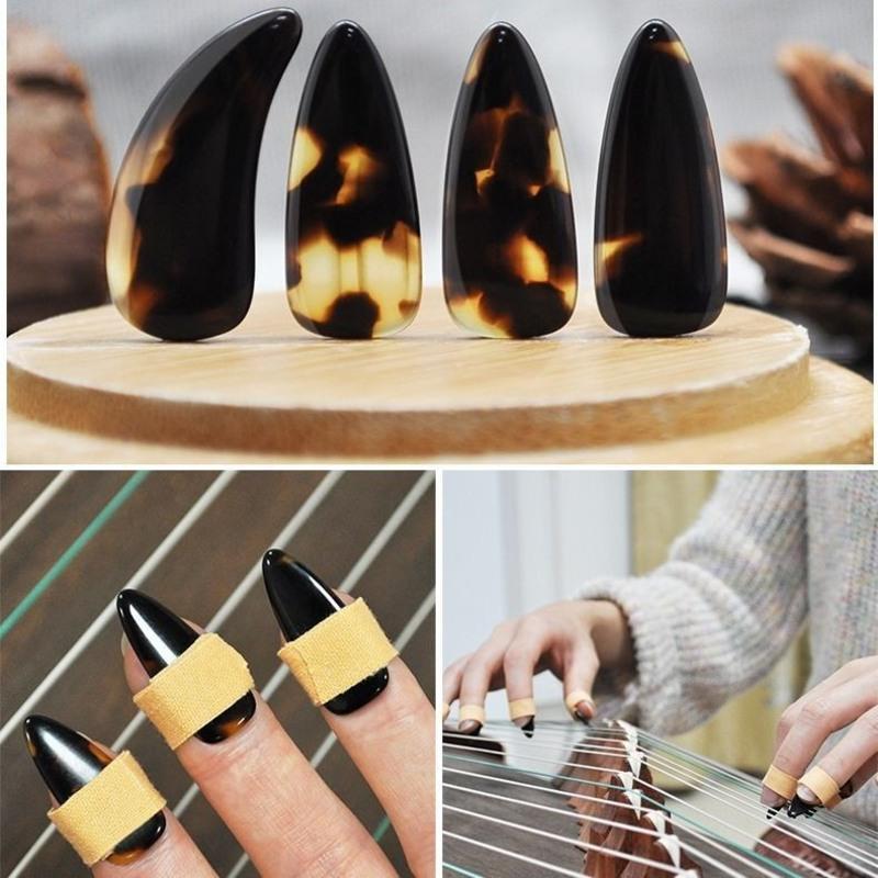 古筝指甲儿童义甲胶布专业初学玳瑁色演奏型指甲胶带彩成人甲片 大号