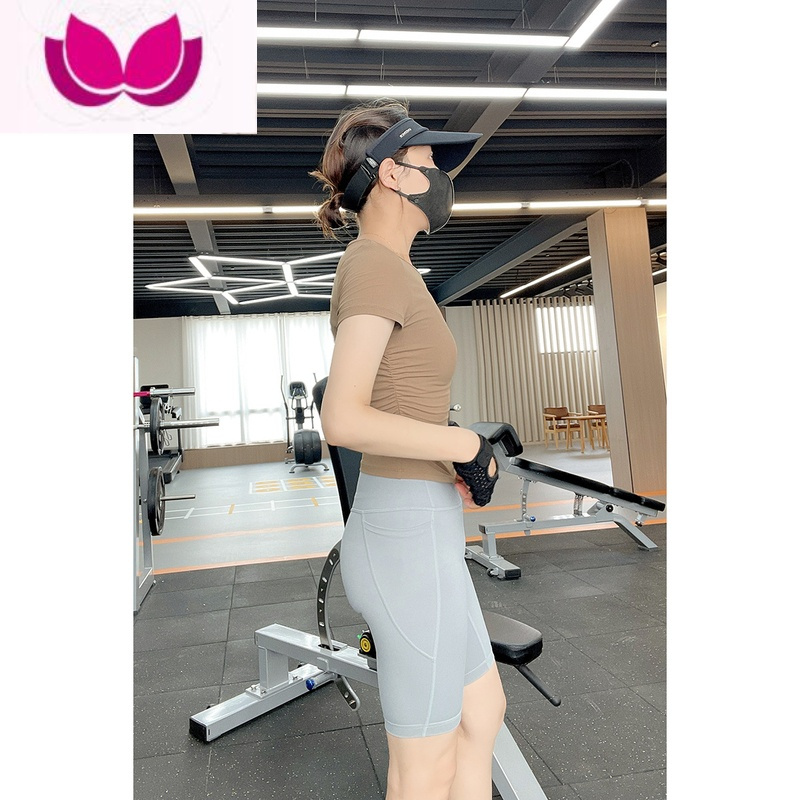 七斓女士速干短袖 褶皱圆领螺纹T恤健身运动跑步衣 夏款女装 山东网店