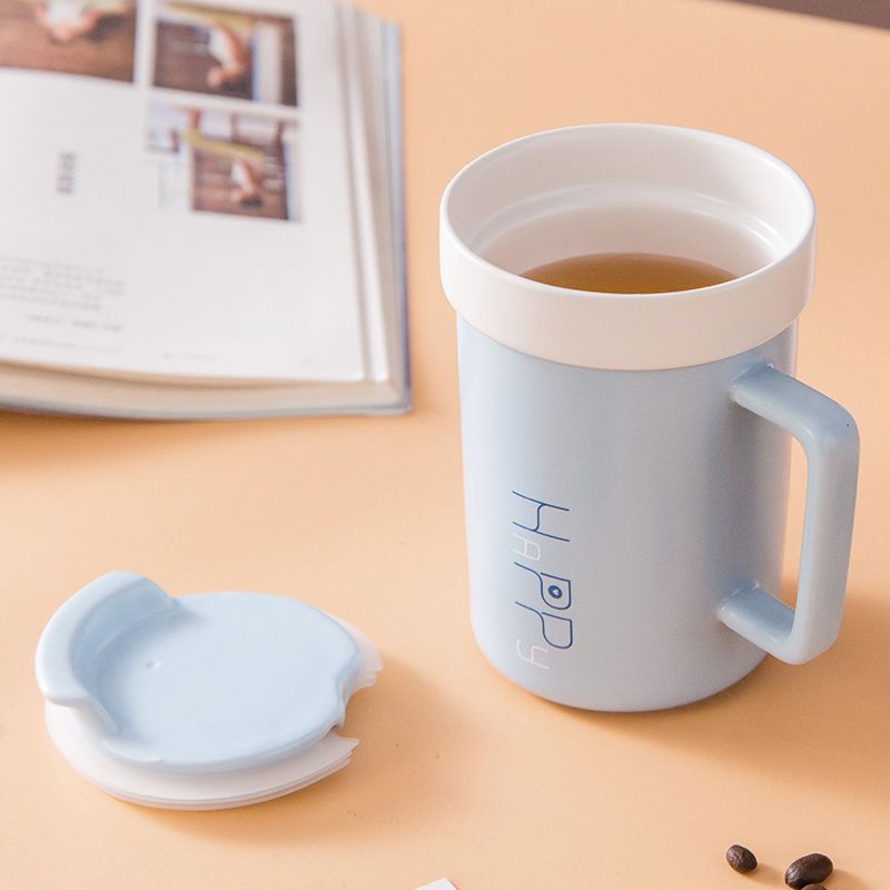 北欧蓝-460ml收藏有赠品 高颜值马克杯带盖杯子陶瓷杯办公室女生带勺子咖啡杯桌面杯
