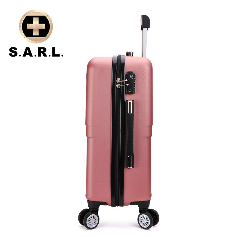 S.A.R.L瑞士拉杆箱 静音万向轮 男女通用旅行箱密码锁 可放15.6寸笔记本电脑包 玫瑰金24寸