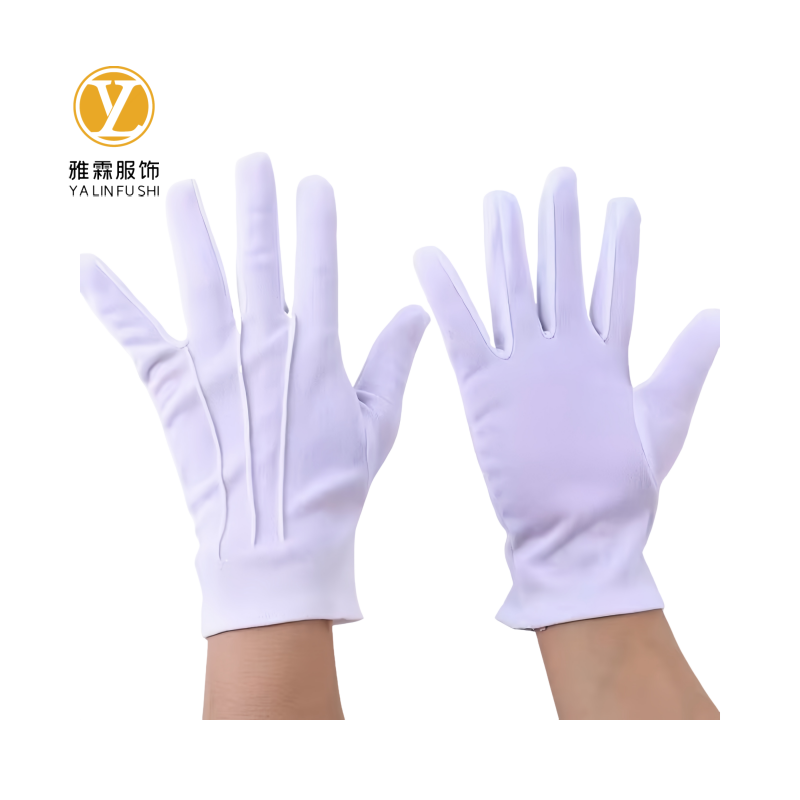 雅霖服 三筋白色礼仪手套YLF250609 双高清大图