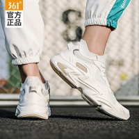 361°男鞋2021夏季新款361度跑步鞋老爹鞋面透气白色休闲运动鞋子