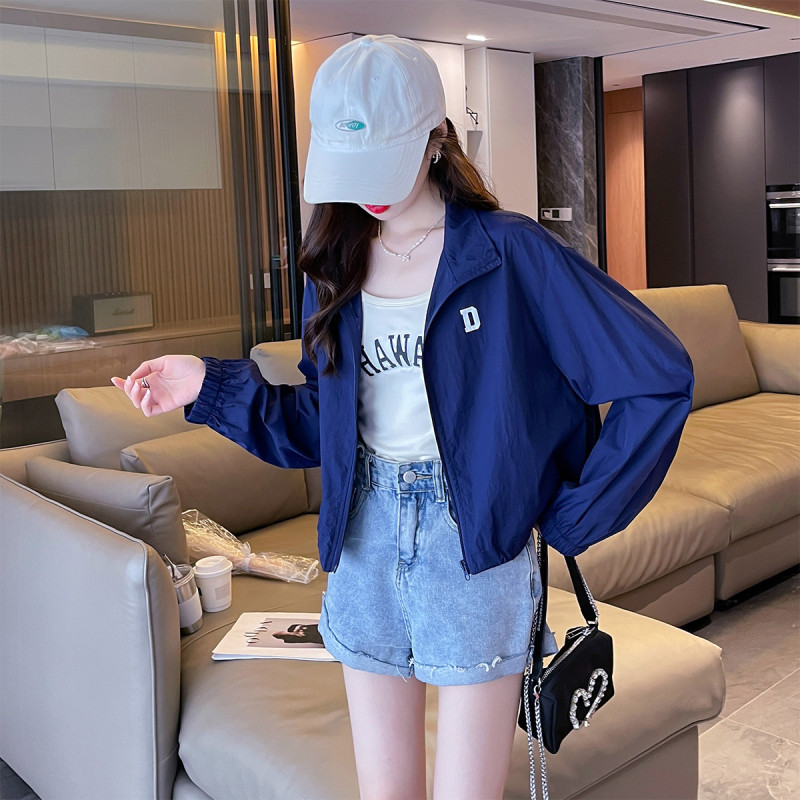 唐狮薄外套女夏季韩版宽松透气翻领短款开衫时尚百搭