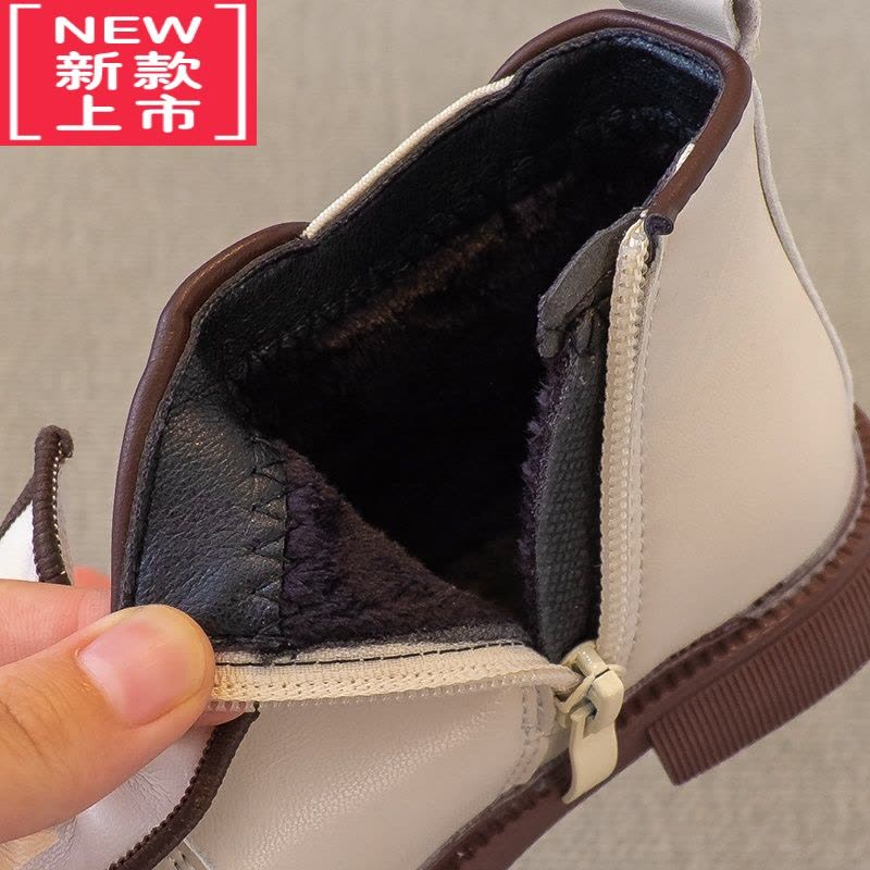 可莉允2022秋冬新款女童靴子小女孩短靴软底宝宝鞋儿童公主靴加绒皮靴潮图片