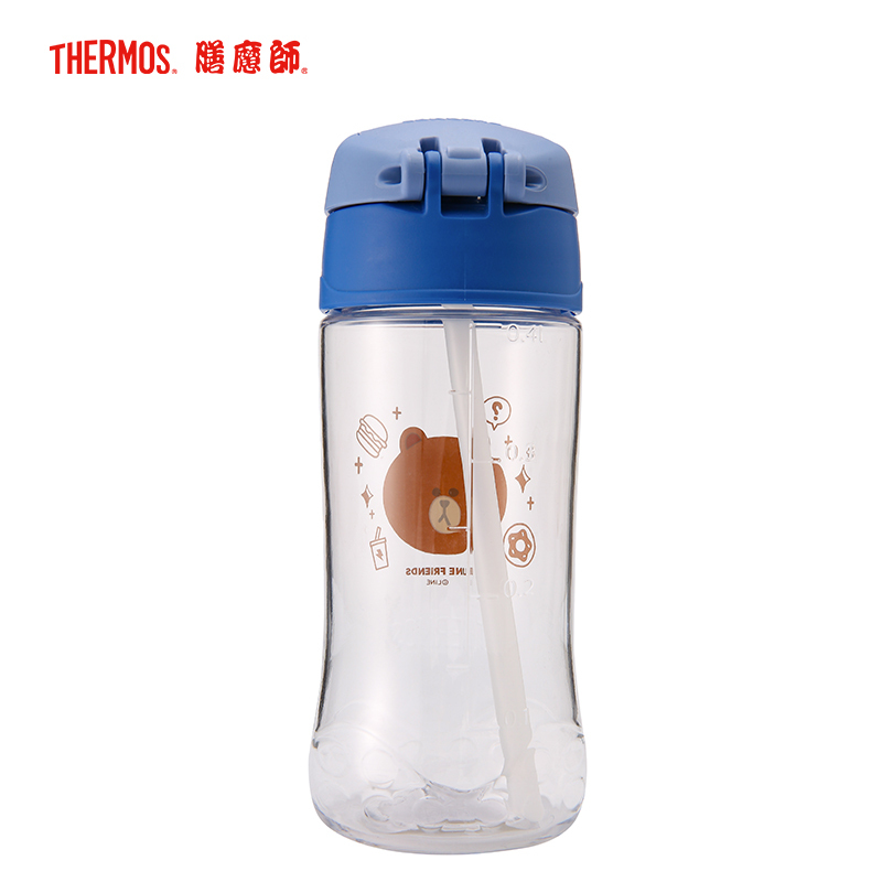 膳魔师(Thermos)纯色系Tritan塑料杯F4011T吸管杯 450ML家用/旅行/通用可爱卡通吸管杯 LF001