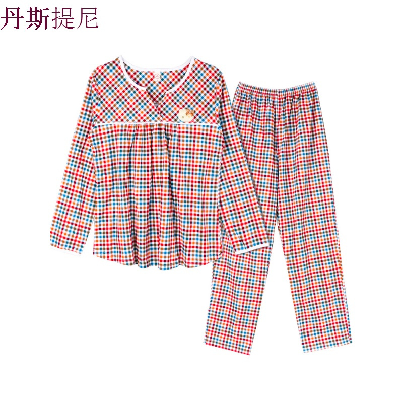 春秋季长袖睡衣女秋纯棉韩版套装宽松大码全棉可外穿两件套家居服