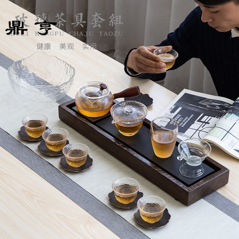 鼎亨日式玻璃功夫茶具耐高温侧把壶花茶泡茶壶红茶煮茶器简约透明