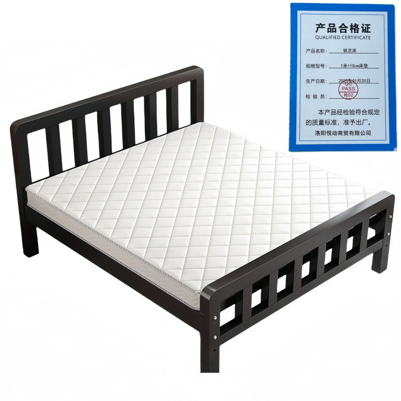 悦兴诚铁艺床1米+10cm床垫套高清大图