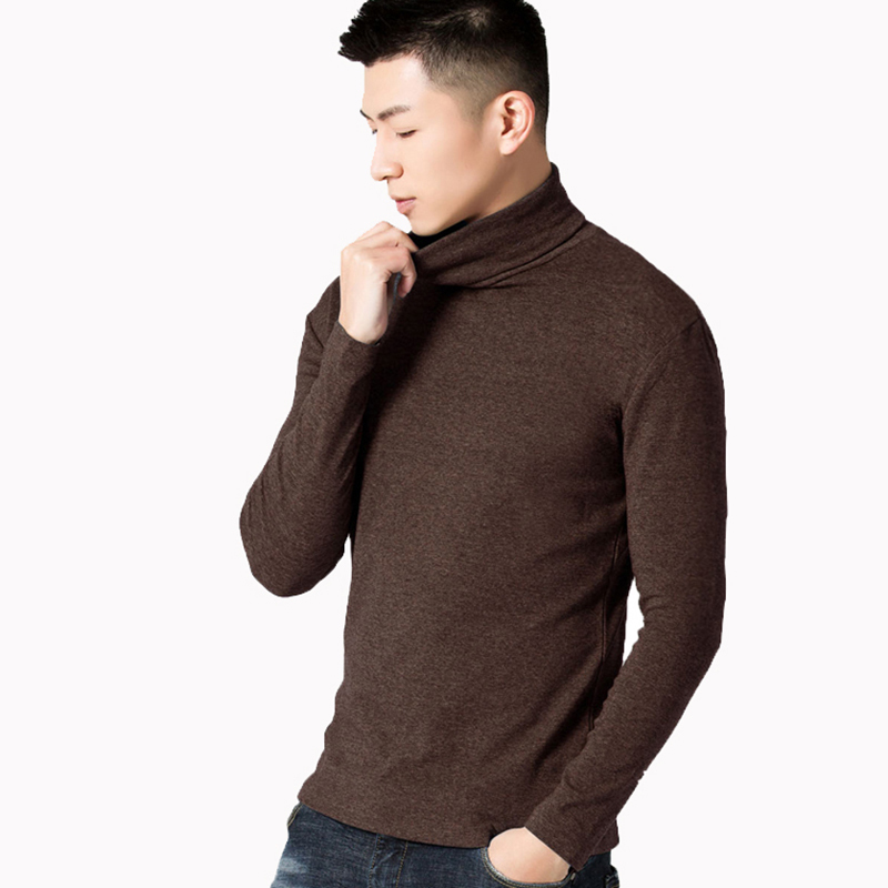 yuansu男棉高领长袖打底衫t恤半高领秋衣内衣紧身体恤韩版上衣服秋冬