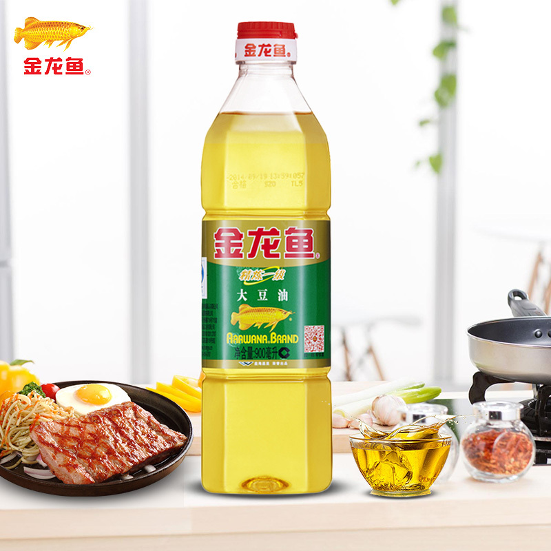 金龙鱼精炼一级大豆油900ml桶食用油色拉油烧烤烘焙蛋糕炒菜